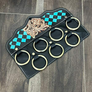 Support mural en métal pour foulard en cuir à carreaux floraux fait main, personnalisé OEM ODM, organisateur de décoration intérieure - Product Image 4