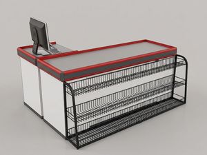 Comptoir de caisse One Tech 1,5 m pour supermarché, corps en acier thermolaqué, plateau en acier inoxydable, pour magasin de détail au Vietnam - Product Image 2