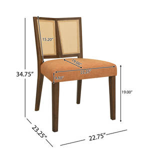 <b>Mid</b>-<b>Century</b> Modern <b>Dining</b> <b>Chairs</b> Set of 2 with PE Rattan Backs - Product Image 4