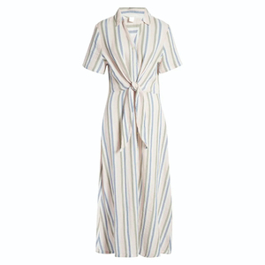 Vestido Camisero Bohemio Personalizado de Algodón Lavable para Vacaciones en la Playa, con Cuello Abierto, Largo, Holgado, con Botones al Frente, Estilo Casual de Verano - Product Image 2