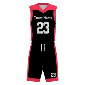 Conjunto de Uniforme de Baloncesto Personalizado Negro y Rosa, Cuello en V, Sin Mangas, Poliéster que Absorbe la Humedad, Unisex para Adultos, Todas las Temporadas - Product Image 3