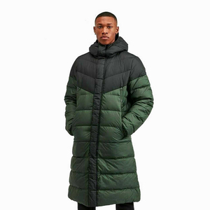 Men's Long Hooded Down Puffer Jacket Windproof <b>Thick</b> <b>Winter</b> <b>Coat</b> Green Casual Zipper Closure Regular Fit Color Blocking - Product Image 6