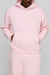 Conjunto de Sudadera con Capucha Rosa y Pantalones Jogger para Hombre, Casual, Estampado, de Felpa, Tejido, Invierno, 100% Algodón, Ecológico, Color Sólido, con Cordón - Product Image 6