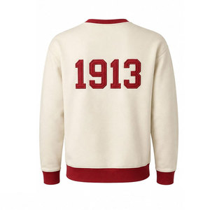 Sudadera con cuello redondo color granate con estampado frontal de letras griegas 1913, estilo preppy unisex, forro polar ecológico para invierno - Product Image 6