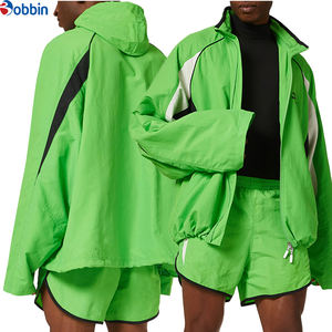 Comfortable Custom Logo Nylon Outdoor Sport Waterproof Blank Custom Men Windbreaker Short Tracksuit Set Zip up Jacket Nylon Sets - Product Image 5