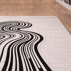 Alfombra de Lujo con Diseño Abstracto de Ondas en Blanco y Negro, Alfombra Moderna Hecha a Mano, Alfombra Suave para Sala de Estar, Dormitorio, Alfombra Decorativa para Piso - Product Image 4