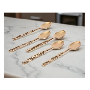 Juego de Cucharas Decorativas de Lujo, 4 Piezas, Acero Inoxidable Dorado y Oro Rosa, Duraderas, Aptas para Lavavajillas, para Regalo - Product Image 4