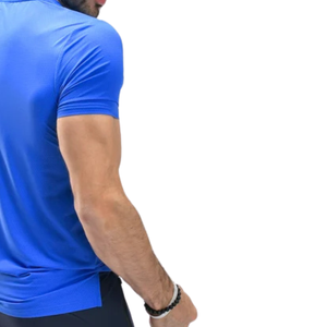 Men's Custom RoyalBlue Aqua Performance <b>TShirt</b> Lightweight QuickDry <b>Polyester</b> Spandex Gym Training Sports Tee OEM Activewear Top - Product Image 6