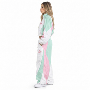 Custom Logo Street Style <b>Women</b> Windbreaker Crop <b>Jacket</b> Baggy Pants Set <b>Lightweight</b> Oversized Printed Nylon Tracksuit - Product Image 4