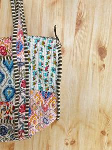 Sac fourre-tout matelassé léger style bohème couleur unie grande capacité en coton pour femme toutes saisons - Product Image 5