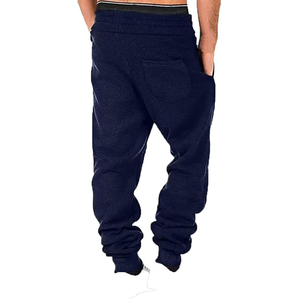 Wholesale Men's Navy Blue High Waist Sweatpants Side Pockets Elastic Waist Casual Joggers Winter Windproof Lightweight Knitted - Product Image 4