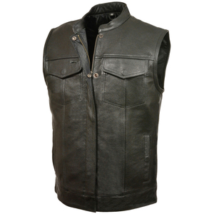Men's Customized Color & Logo <b>Leather</b> Sleeveless <b>Biker</b> <b>Vest</b> with Side Lacing and All Seasons - Product Image 5