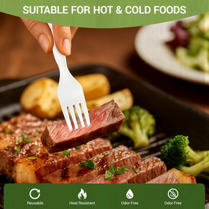 Ensemble de couverts jetables écologiques biodégradables (fourchettes, couteaux) PLA/PS/PP, sans BPA, 100 % compostables, recyclables, pour les fêtes - Product Image 5