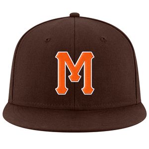 หมวกแก๊ปสีน้ำตาล 6 แผง ปักลายสีส้มขาว แบบ Snapback สำหรับทุกเพศ สวมใส่สบายๆ - Product Image 2