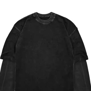 เสื้อยืดคอตตอนทรงหลวมสไตล์วินเทจ แขนยาวเต็มตัว สำหรับผู้ชาย สไตล์สตรีทแฟชั่น - Product Image 3