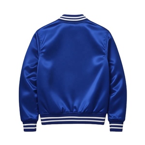Chaqueta Universitaria de Satén con Logotipo Personalizado Unisex, Chaqueta de Béisbol con Bordado en Blanco, Chaqueta Universitaria de Seda con Letras - Product Image 2