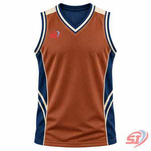 Maillot de basket-ball réversible respirant sans manches à col en V pour homme, personnalisé, en mesh, pour les matchs et les entraînements - Product Image 1