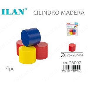 Set di 4 Cilindri in Legno Colorati 25x20 mm per Lavorazioni Artigianali - Product Image 3