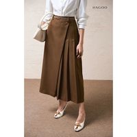 Jupe plissée décontractée pour femme CV758, coupe large, mi-longue, en tissu Dobby, style pantalon de bureau, OEM ODM