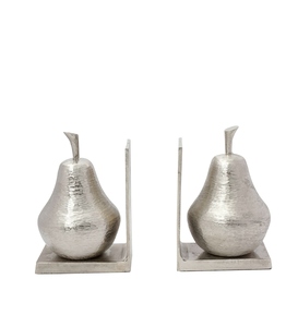 Luxury design shiny nickel plated Pear Bookend Set Unique Decorative Fruit Design Organizer Shelf Decor customization available - Product Image 5