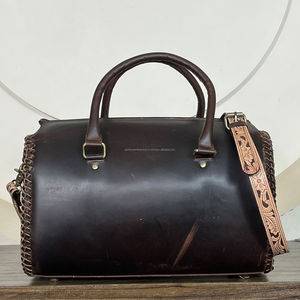 2026 New Arrival Premium <b>Tooled</b> <b>Leather</b> Duffel Bags Trending Travel Weekender With Zipper Closure Durable Overnight Luggage Bags - Product Image 6