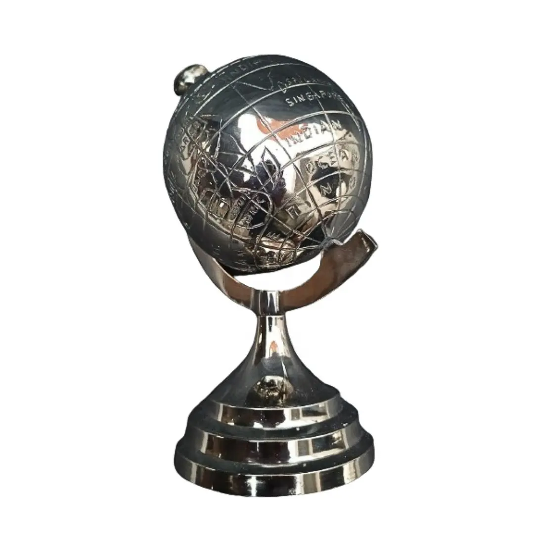 WB INC INDIAN World Map Handmade Metal Aluminium Globe Nautical Globe for Office Decor Table Decor Gift and Present