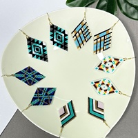 Pendientes Bohemios con Diseño de Rombo, Hechos a Mano, Joyería con Cuentas de Vidrio Importadas