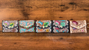 Porte-monnaie multifonctionnel en cuir véritable de style occidental pour femmes, avec motif floral, porte-clés, populaire, fait à la main - Product Image 6