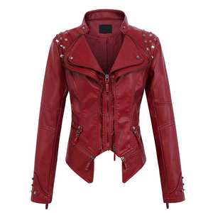 Chaqueta de Cuero Personalizada para Mujer con Tachuelas y Logotipo Personalizado, Impermeable y Ecológica, Pedidos al por Mayor de Alta Calidad - Product Image 1