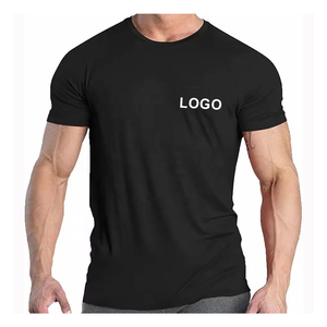 เสื้อยืดคอกลมแขนสั้นสีดำสำหรับผู้ชาย ผ้าเจอร์ซีย์เนื้อนุ่มใส่สบาย ระบายอากาศได้ดี ผลิตจากผ้าฝ้าย 100% พิมพ์ลายโลโก้ด้านหน้า - Product Image 4