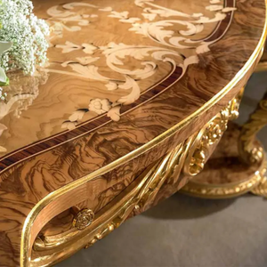 Elegant French Style Mahogany <b>Dressing</b> <b>Table</b> Mirror Gold Carved Vanity Set Symmetrical Hotel Villa Stainless Steel Living Room - Product Image 6