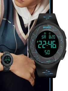 Men <b>Black</b> Fashionable Date Alarm Round Dial Digital <b>Watch</b>, for Daily Decoration NW1392 - Product Image 5