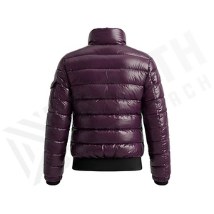 Hooded Quilted Waterproof <b>Bubble</b> Jacket Black Full Sleeve Winter Windproof Cotton Shell Knitted Fabric Polyester Filling Stand - Product Image 3