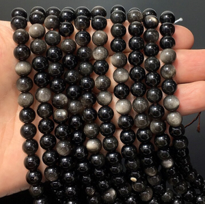 Perles de cristal naturel mélangées |   Perles de pierres précieuses rondes de 6 mm et 8 mm en nacre, obsidienne argentée et Super Seven pour la guérison |   Vente en gros - Product Image 2
