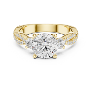 แหวนหมั้นเพชรทรงกลมเจียระไนบริลเลียนท์ 2 กะรัต ทองคำแท้ 14K แบบก้านเกลียว ประดับเพชรแล็บโกรว์ รับรองโดย IGI สำหรับงานแต่งงานของผู้หญิง - Product Image 1