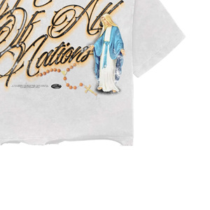 Mother of All Nations Printed Regular Fit T-Shirt <b>Men</b> Street Style Short Sleeve <b>Turtleneck</b> 100% Cotton Solid White - Product Image 2
