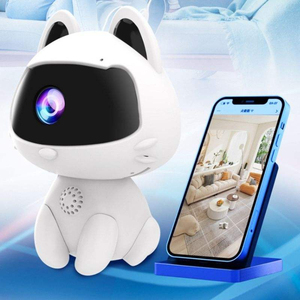 Caméra de sécurité intelligente sans fil avec fonction interphone, en forme de chat mignon, avec haut-parleur pour la maison et l'intérieur - Product Image 1