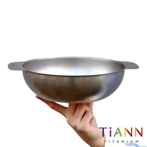 Bol à pommes TiANN en titane pur, poli, écologique, réutilisable, multifonctionnel, moderne et luxueux pour le camping (1500 ml) - Product Image 1