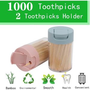 1000 Stuzzicadenti in Bambù con 2 Dispenser Riutilizzabili, Robusti, Lisci, Igienici, Dispenser per Stuzzicadenti - Product Image 3