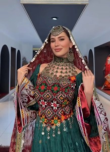 Emerald Green Afghan Kuchi <b>Dress</b> Pashtun Bridal Frock Coin Work Traditional Long Sleeve Knee-Length Eco-Friendly Casual - Product Image 4