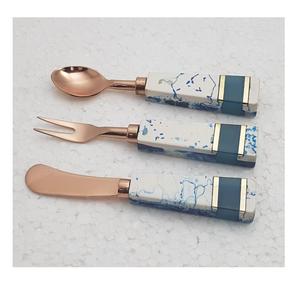 Ensemble de couverts en acier inoxydable avec manche en résine blanc ciel, élégants ustensiles de table pour la restauration, la maison et l'hôtellerie à prix raisonnable - Product Image 5