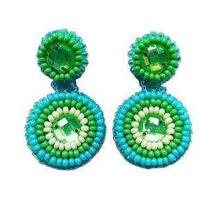 Belle élégante fantaisie à la main perlée broderie feuille balancent goutte boucle d'oreille nouveau Design à la mode dernières couleurs personnalisées mignonnes unisexe - Product Image 3