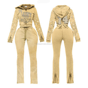 ชุดฮู้ดดี้ปักลายโลโก้แบบวินเทจสไตล์ดิสเทรส ประดับด้วยคริสตัล ล้างสีแบบแอซิดวอช สไตล์ซันเฟด ทรงโอเวอร์ไซส์ สำหรับผู้ชาย - Product Image 3