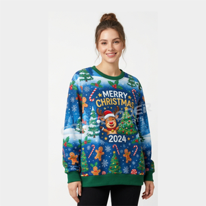 Sublimation Printed <b>Women's</b> Oversized Mock Neck <b>Sweatshirt</b> Winter Casual <b>Christmas</b> Printed Sleeve Pullover Warm Fleece Top - Product Image 1