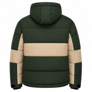 Manufacturer Men Winter Windproof Thick Puffer <b>Jacket</b> Hooded Color Block Insulated Coat Polyester/Nylon Custom Logo Embroidery - Product Image 3