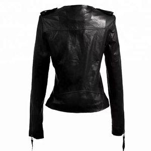 OEM <b>Winter</b> Fashion Vegan Leather Motorcycle Biker Jacket for Women - Product Image 3