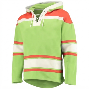 Sweat-shirt à capuche respirant vert clair pour le hockey sur glace, pull vintage personnalisé, vêtement de sport thermique 100 % coton - Product Image 1