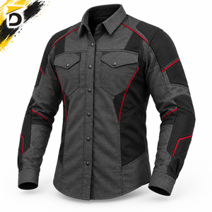 Chemise respirante unisexe conçue avec des panneaux en tissu résistant, intérieur confortable, coupe flexible, idéale pour la conduite, les voyages et les activités de plein air. - Product Image 5