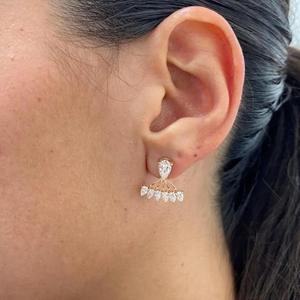Pendientes de Diamante en Forma de Pera, Pendientes de Diamante Cultivado en Laboratorio, Pendientes de Botón en Forma de Pera, Pendientes de Novia de Oro, Pendientes de Boda Desmontables - Product Image 2