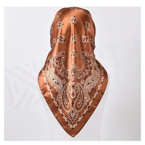 Women's <b>Square</b> <b>Silk</b> <b>Scarf</b> Brown Paisley Print Elegant Multi-Functional Fashion Accessory All Seasons - Product Image 2